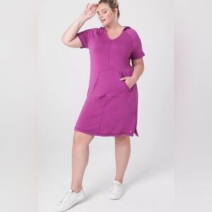 LIVI CozySoft Short-Sleeve V-Neck Hooded Dress